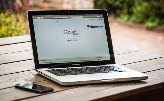 Google Search Engine On A Laptop Screen